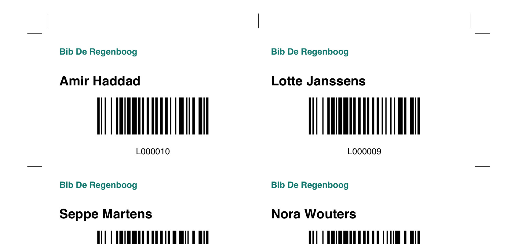 Lezerskaarten met barcode.